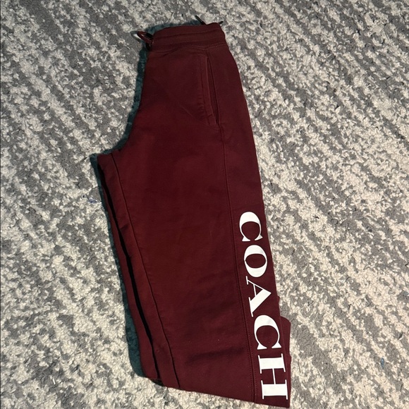 Coach women  Burgundy Joggers with Logo - Picture 3 of 5